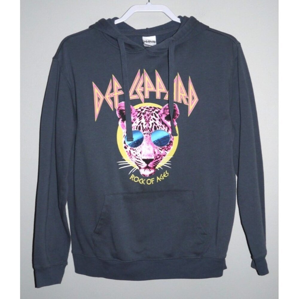 DEF LEPPARD blue-ish gray pullover hoodie sweatshirt FREEZE 2021 ADULT size M